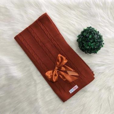 Imagem de Manta Bebe Trico Laço Removível Trança Maternidade Tricot - Mimo da Ce