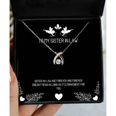 Imagem de SpreadPassion Colar New Sister in Law Wishbone Dancing Necklace Sister-in-Law are Forever and Forever Doesn't, Presentes exclusivos para irmã mais pequena