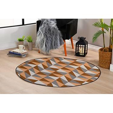 Imagem de Tapete para Sala e Quarto Redondo 1,00x1,00 JACQUARD Miami Caramelo Cru