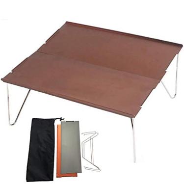 Imagem de Yajun Mesa dobrável para ambientes externos, ultraleve e portátil, mini mesa de jantar para acampamento, fácil de limpar com bolsa de viagem para piquenique jardim, marrom