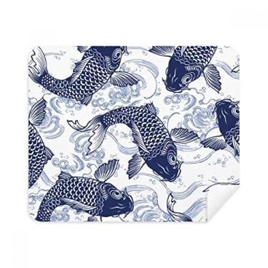 Imagem de 2 peças de tecido de camurça com padrão azul japonês, pano de limpeza de tela