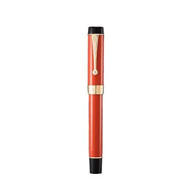 Imagem de Jinhao Caneta-tinteiro clássica, laranja, vermelho, celuloide, ponta média com convetor e conjunto de caneta