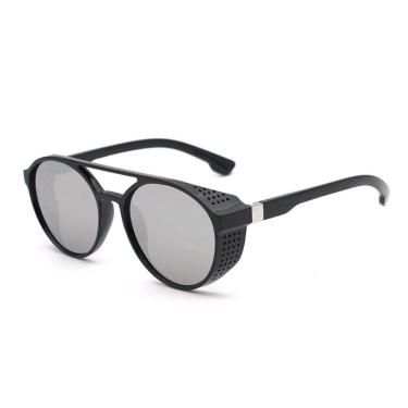 Imagem de Óculos de Sol Masculino Retrô Redondo Proteção UV400 Com Case