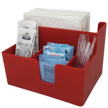 Imagem de Porta Sachês Guardanapos Açúcar Organizador Multiuso Bancada Vermelho