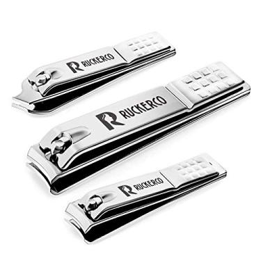 Imagem de Conjunto de corta-unhas de aço inoxidável 3 peças & Cortador de unha de aresta de unha de aço inox. O melhor presente para homens e mulheres (Prata)