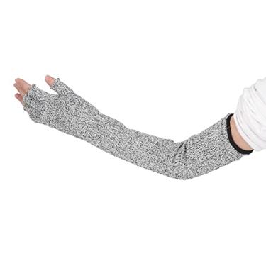 Imagem de 1 par de mangas resistentes a corte, 45,8 cm respirável nível 5 mangas de proteção de braço com luvas convenientes para dedos Mangas de jardim duráveis flexíveis para mulheres, homens, jardinagem, madeira e soldagem (cinza)