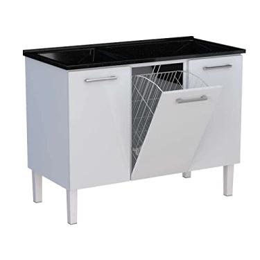 Imagem de Gabinete de Lavanderia Preto em Aço com Tanque Sintético Preto e Cesto Basculante Max Cozimax