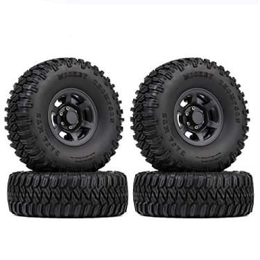 Imagem de WONFAST 4PCS 1.55inch RC Tires Plastic Beadlock Rims RC Wheel Set Compatible with 1:10 RC Crawler Axial AX90069 D90 TF2 Tamiya CC01 LC70 MST JIMNY (Black)