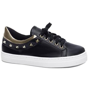 Imagem de Tênis Feminino Preto com Detalhes Dourados Tamanho: 34;Cor: Preto
