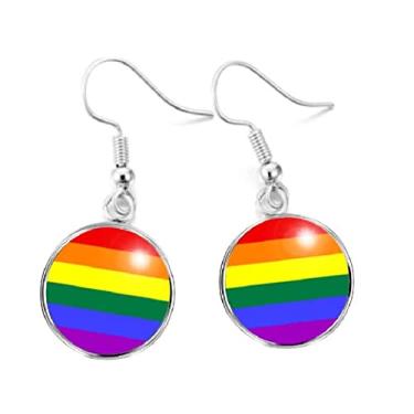 Imagem de Par de Brincos Bandeira do Orgulho Gay Cores do Arco Íris