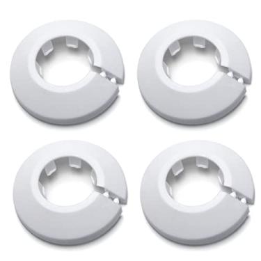 Imagem de MroMax Serve para decoração de tampa de flange de tubo de diâmetro externo de 2,5 cm, placa de proteção de radiador de plástico PP de 25 mm, colar para decoração de tubos de parede, 4 peças (branco)