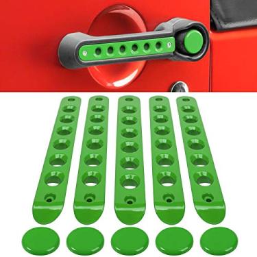 Imagem de Enchimentos de alça de fixação + acabamento de botão de pressão para Jeep Wrangler JK JKU Sahara Rubicon Unlimited 2007-2018 Alça de porta exterior acessórios de decoração de alumínio (verde)