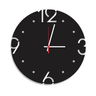 Imagem de Relógio De Parede Decorativo Premium Preto Ônix Com Números - Prego E