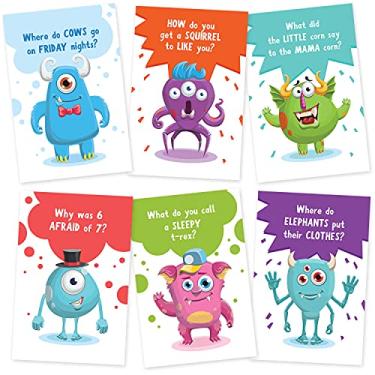 Imagem de Monster Jokes Cartões infantis com envelopes – 30 cartões postais divertidos de 15 x 10 cm com envelopes