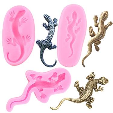 Imagem de Mujiang Molde de silicone para fondant Lagartixa 3D Lagarto Gecko para decoração de bolo de argila de chocolate conjunto de 3