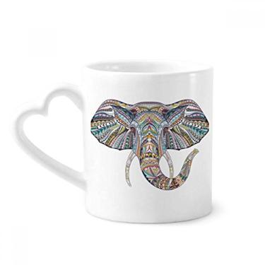 Imagem de Caneca de cerâmica com design de elefante colorido estilo mosaico copo de coração de vidro