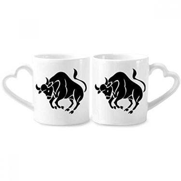 Imagem de Conjunto de canecas de porcelana para casal, signo do zodíaco, constelação, touro, coração, coração