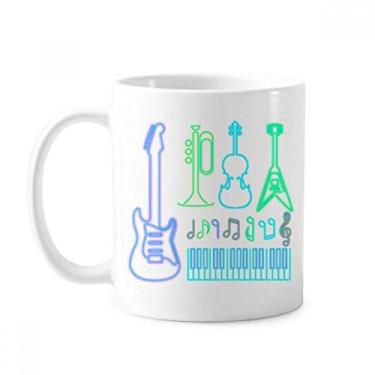 Imagem de Guitarra Instrumentos Musicais Caneca Neon Cerâmica Copo de Porcelana Café Utensílios de Mesa