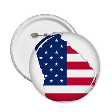 Imagem de Georgia EUA Mapa Estrelas Listras Forma Broche Emblema Botão Decoração 5 peças