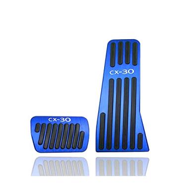 Imagem de GZBFTDH Pedal acelerador do pé esquerdo do carro, compatível com Mazda CX30 CX-30 acessórios 2019-2023 pastilhas de freio de alumínio antiderrapante para descanso de pé peças automotivas (azul)