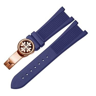 Imagem de CYSUE Para PP Patek Philippe Silicone Watch Belt 5711 5712g Nautilus Watch Strap Interface Especial 25mm*13mm Pulseira de Relógio (Cor: Azul-Rosa-old-B, Tamanho: 25-13mm)