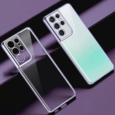 Imagem de Capa transparente de revestimento de luxo para Samsung Galaxy A53 A33 5g S21 Fe S22 Ultra Plus A 53 33 S 22 21 S21fe Capa de silicone transparente, roxa, para S21 FE