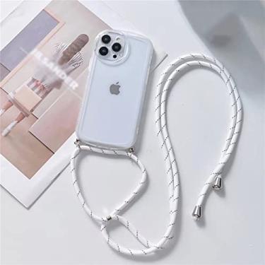 Imagem de FCSWEET Capa compatível com iPhone 14, capa de telefone translúcida à prova de choque de silicone TPU gel macio com cordão ajustável para mulheres e meninas - transparente