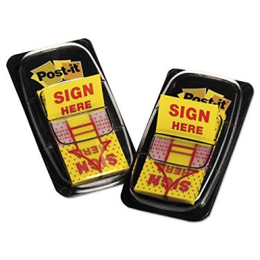 Imagem de Post-It 680Sh2 Sign Here Message Flags, 1-Inch X1-3/4-Inch, 100/Pk, Yellow