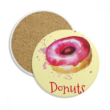 Imagem de Aquarela Pintada à Mão Rosa Rosinha Sobremesa Porta-copos Caneca de Proteção de Mesa Pedra Absorvente