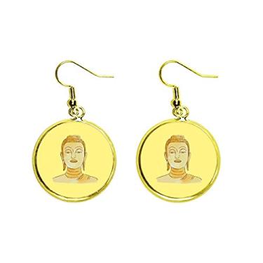 Imagem de Brinco feminino Blessing Gold Pinch Body Staring Rettrait Ear Pendente Golden Drop Jewelry