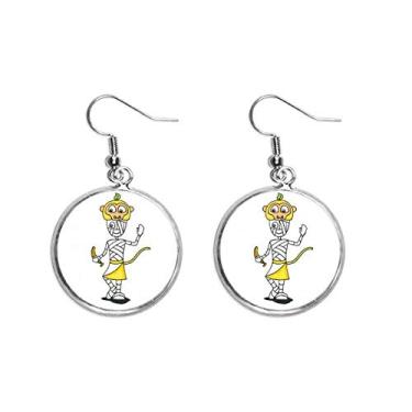 Imagem de Egito Múmia Horus chapéu de macaco brinco pendente prata joia feminina