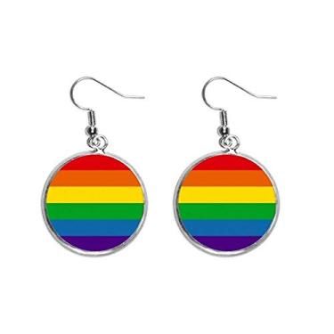 Imagem de Brinco feminino com pingente de orelha LGBT gay e arco-íris