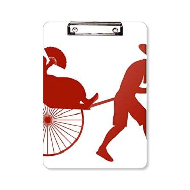 Imagem de China Jinrikisha Culture Silhouette Pattern Prancheta pasta escrita placa de suporte A4