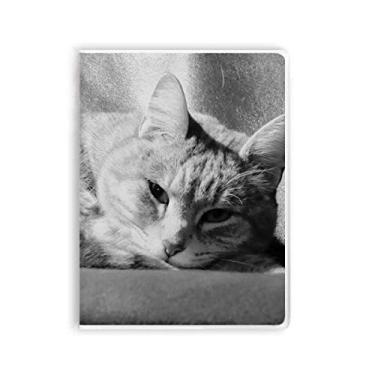 Imagem de Caderno com foto de gato cinza puro animal capa de goma diário capa macia