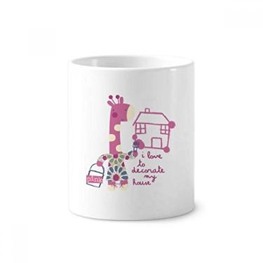 Imagem de Suporte para caneta de escova de dentes de animais com girafa da Decore House com suporte de cerâmica