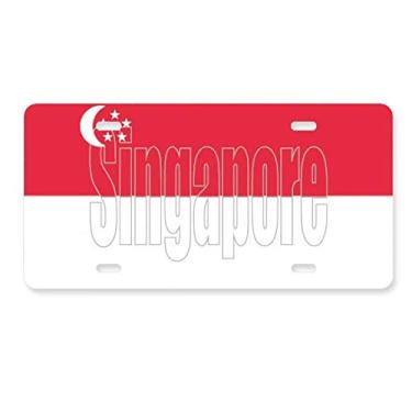 Imagem de DIYthinker Placa de carro com nome da bandeira de Singapura em aço inoxidável para decoração de carro