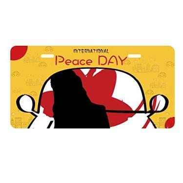 Imagem de DIYthinker Placa de licença japonesa asiática Samurai Katana Sakura Hew contorno placa etiqueta decoração carro dia da paz