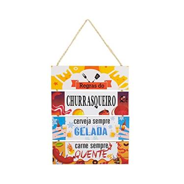 Imagem de Jogo 4 Placas Decorativas Madeira Cordão 37x29x0,5cm