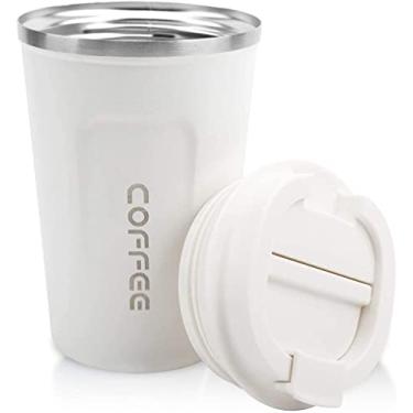 Imagem de MAXBROTHERS Copo de café de aço inoxidável à prova de vazamentos copo térmico isolado para carro caneca de viagem portátil (510ml, Branco)