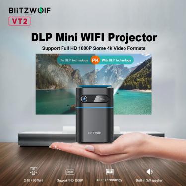 Imagem de BlitzWolf BW-VT2 DLP Mini Projetor WIFI 1080P 2.4G / 5G WIFI Projeção sem Fio Hand Cinema Filme 4K