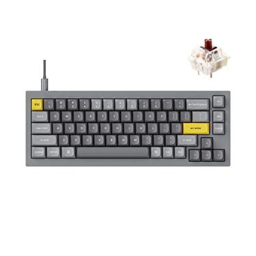 Imagem de Keychron Teclado mecânico personalizado Q2 com fio, macro programável QMK/VIA, alumínio completo, interruptor Gateron G Pro Brown com troca quente, 65% Layout Junta dupla compatível com Mac e Windows - Cinza