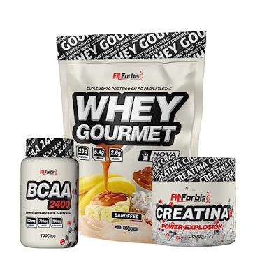 Imagem de Kit Whey Protein Refil + Creatina 300g + BCAA 100 cáps Gourmet - FN Forbis Nutrition (Banoffee)