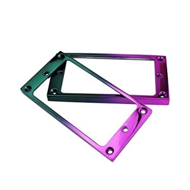 Imagem de Guyker Conjunto de anéis de montagem de captador Humbucker de metal plano – captadores de pescoço ponte peça de reposição para guitarra elétrica ou baixo de precisão (2 peças, roxo)