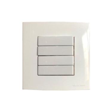Imagem de Interruptor Quadruplo Simples Móvel Marmore Embutir 10a Sleek Branco