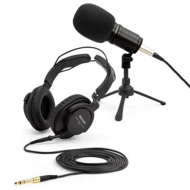 Imagem de Kit Podcast Microfone Zoom ZDM-1PMP com Fones de Ouvido, Cabo XLR e Suporte de Mesa