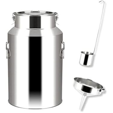 Imagem de Lata De Leite Agrícola De 10 Capacidades, Vasilha De Aço Inoxidável 201, Balde Para Pote De Leite, Barril De Armazenamento De Vasilha De Chá De Óleo, Com Tampa Selada De Silicone E Fivela De Trava