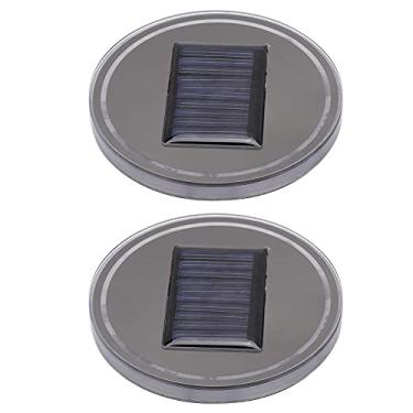 Imagem de Porta-copos de indução solar, 2 peças de suporte de copo de carro de LED solar, sensor durável decoração interior do carro lâmpada porta-copos de carro vibração