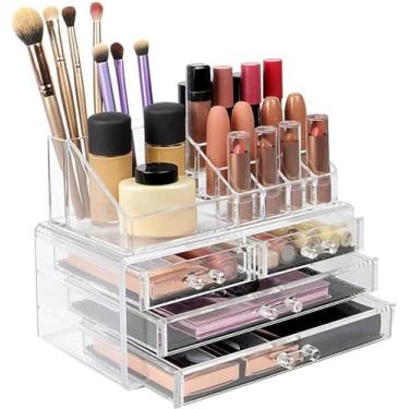 Imagem de Porta Joias Cosméticos e Objetos Acrilico 4 Gavetas Makes Maquiagem Caixa Organizadora - R78®