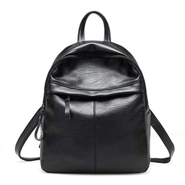 Imagem de Bolsa escolar simples bolsa moda feminina mochila de couro bolsa de viagem bolsa de água para caminhada mochila (preta, tamanho único), Preto, One Size