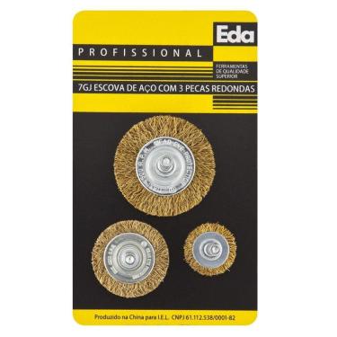 Imagem de Jogo Escovas AÇO Redonda com 3PÇS EDA 7GJ